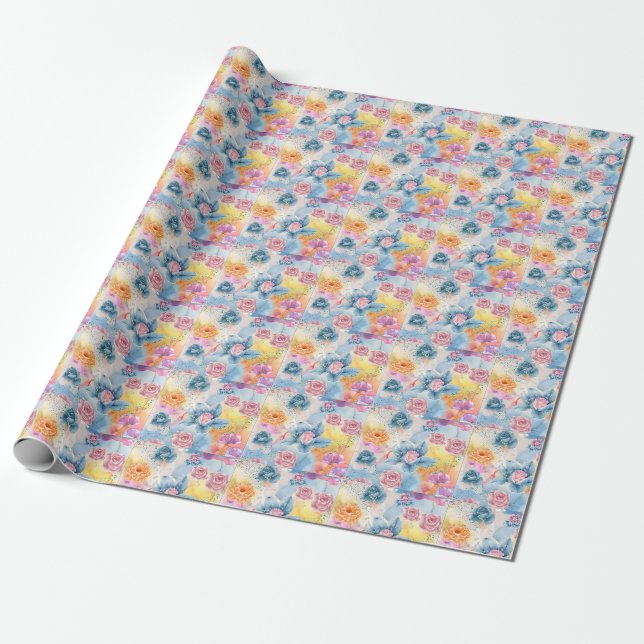 Regalo Papel de envolver floral (Desenrollado)