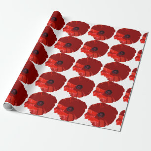 REGALO PAPEL DE ENVOLVER FLORAL AMAPOLAS ROJAS