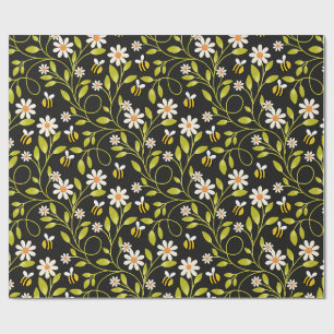 Regalo Papel de envolver floral Bee & Daisy Negro Botánic