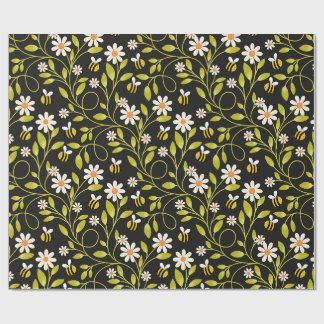 Regalo Papel de envolver floral Bee & Daisy Negro Botánic