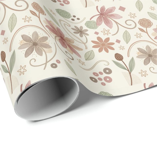 Regalo Papel de envolver floral boho (Esquina del rollo)