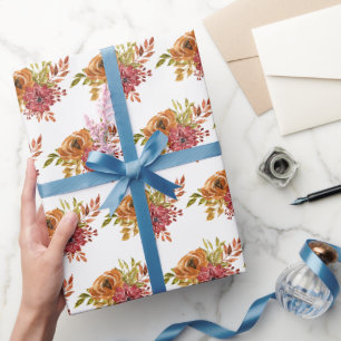 Regalo Papel de envolver floral elegante rústico de otoño