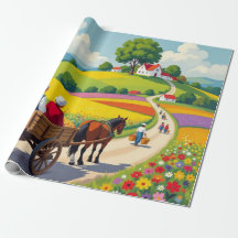 Papel de envolver floral estilo Naif