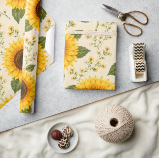 REGALO PAPEL DE ENVOLVER FLORAL GIRASOL