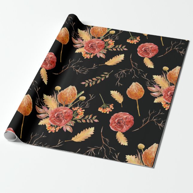 Regalo Papel de envolver Floral Otoño (Desenrollado)
