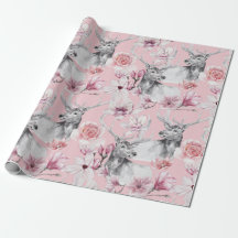 Papel de envolver floral peonías grises rosadas de