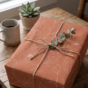 Regalo Papel de envolver flores de terracota moderno