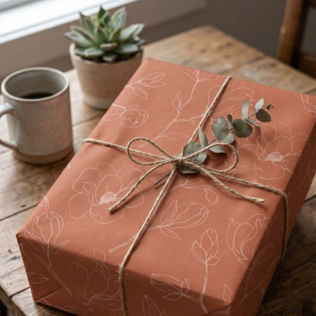 Regalo Papel de envolver flores de terracota moderno (Subido por el creador)