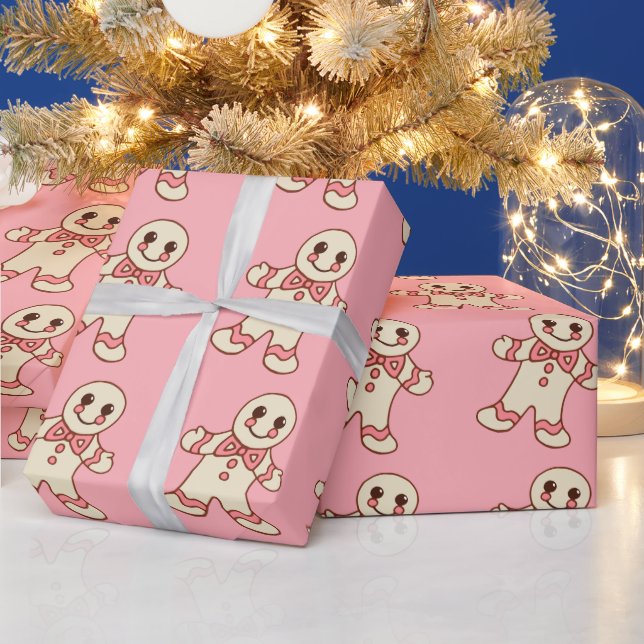 Regalo Papel de envolver galletas de Navidad rosas (Vacaciones)