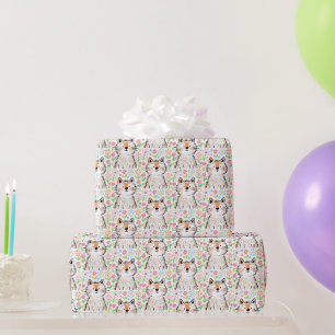 Regalo Papel de envolver gato garabato blanco