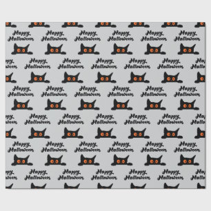 Regalo Papel de envolver gris con gatos negros para Hallo
