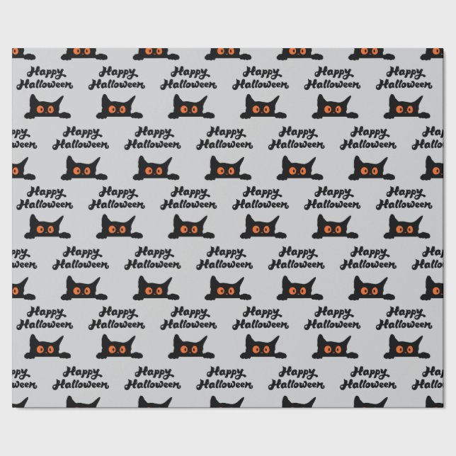 Regalo Papel de envolver gris con gatos negros para Hallo (Costura)