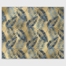 Papel de envolver hoja de palma azul dorado