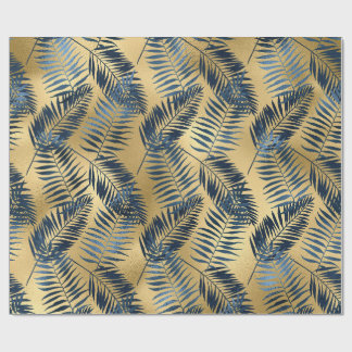 Regalo Papel de envolver hoja de palma azul dorado