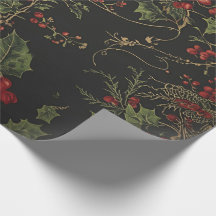 Papel de envolver Holly gótico | Floral de Navidad