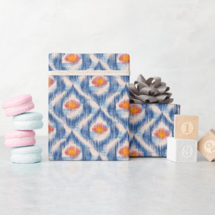 Regalo Papel de envolver ikat azul para fiestas