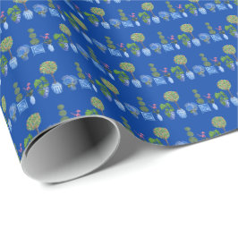 Regalo Papel de envolver macetas (sobre azul)