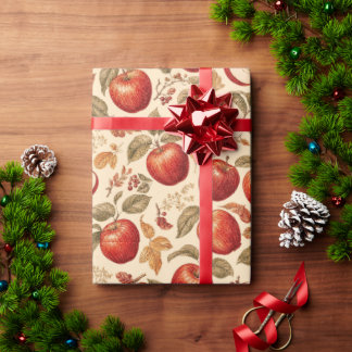 Regalo Papel de envolver manzana de cosecha de otoño