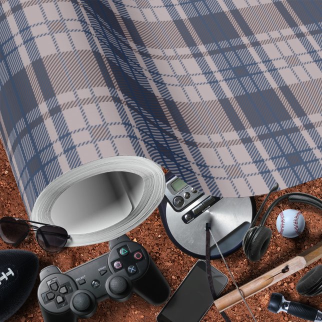 Regalo Papel de envolver marrón-masculino de plástico-azu (Plaid-Blue Brown-Masculine Wrapping Paper by Leapfroglisics Shop)