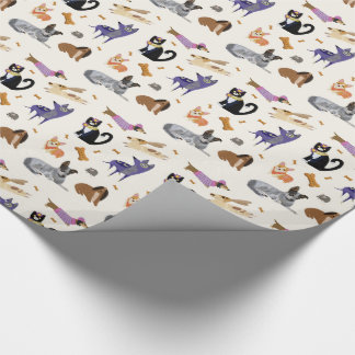 Regalo Papel de envolver Mascota con perros, gatos y rato