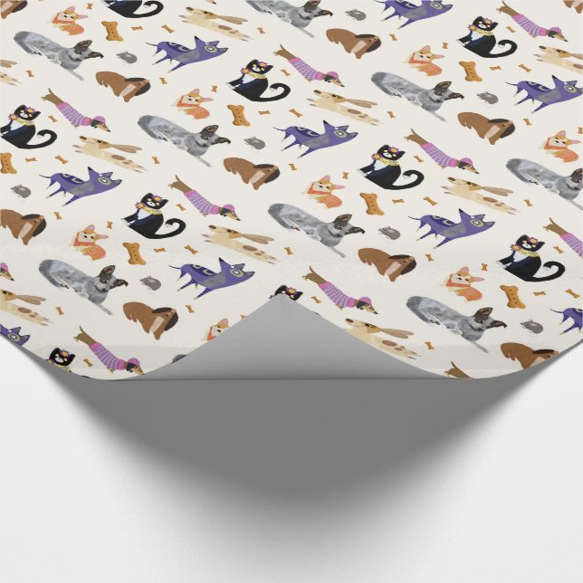 Regalo Papel de envolver Mascota con perros, gatos y rato (Esquina)