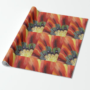 Regalo Papel de envolver mate hojas de flor naranja
