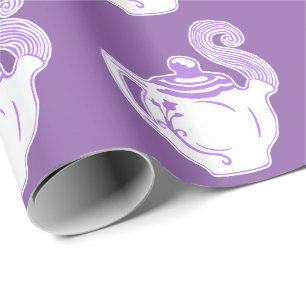 Regalo Papel de envolver morado del patrón de tetera bla