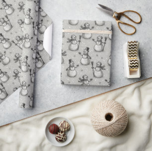 Regalo Papel de envolver muñeco de nieve