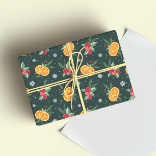 Regalo Papel de envolver naranjas navideñas acogedoras