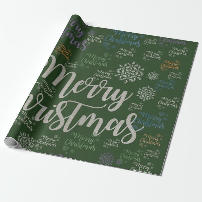 Regalo Papel de envolver Navidad alegre verde (Desenrollado)