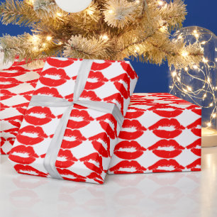 REGALO PAPEL DE ENVOLVER NAVIDAD LABIOS ROJOS BESAN