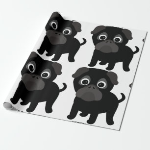 Regalo Papel de envolver negro de pug