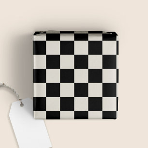 Regalo Papel de envolver negro y crema moderno a cuadros 