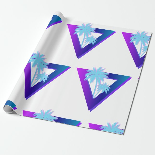 REGALO PAPEL DE ENVOLVER PALMERAS RETROWAVE SYNTHWAVE (Desenrollado)