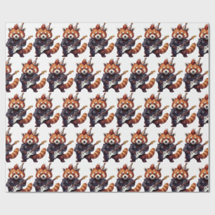 Regalo Papel de envolver para cumpleaños Red Panda Rocker