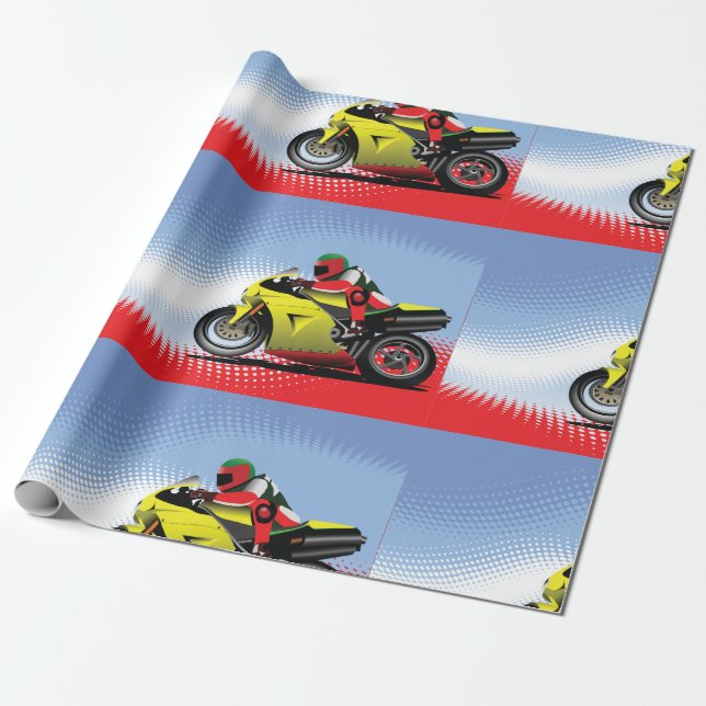Regalo Papel de envolver para motocicletas amarillo (Desenrollado)