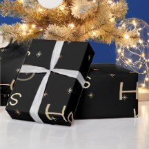 Papel de envolver para Navidades negros y dorados