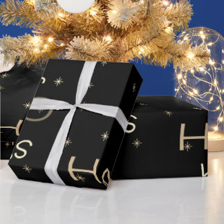 Regalo Papel de envolver para Navidades negros y dorados