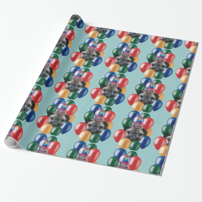 Regalo Papel de envolver para perros Pug (Desenrollado)