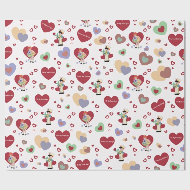 Regalo Papel de envolver para San Valentín (Superficie plana)