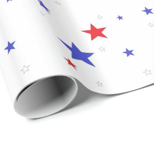 Regalo Papel de envolver patriótico con estrellas rojo bl