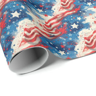 Regalo Papel de envolver patriótico Rojo Blanco y Azul Es