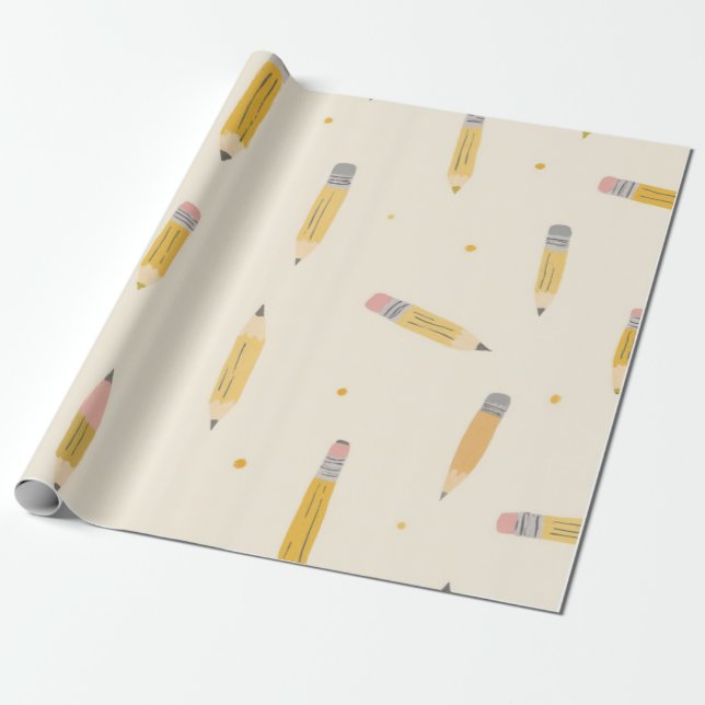 Regalo Papel de envolver (patrón de lápiz con lápices) (Desenrollado)