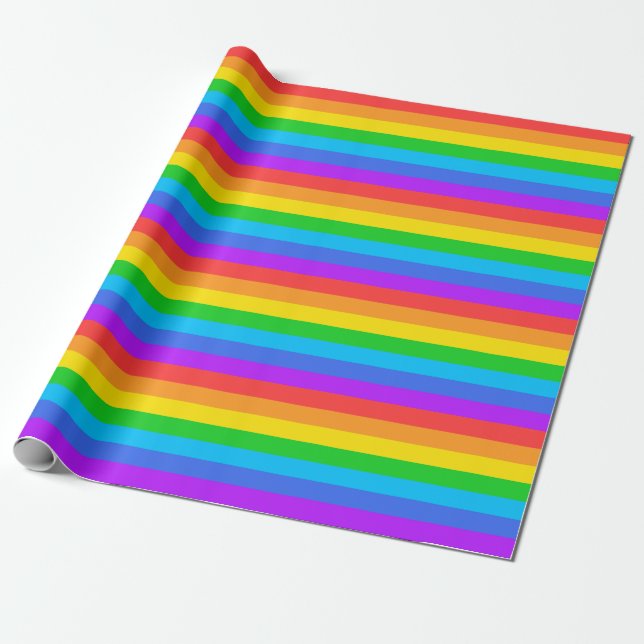 Regalo Papel de envolver rayas de arcoiris (Desenrollado)