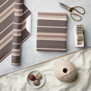 Regalo Papel de envolver rayas de Mocha Brown y Cream