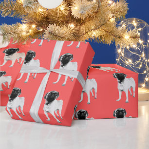 Regalo Papel de envolver real de pug en coral