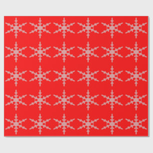 Regalo Papel de envolver rojo con copos de nieve