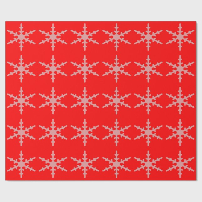 Regalo Papel de envolver rojo con copos de nieve (Superficie plana)