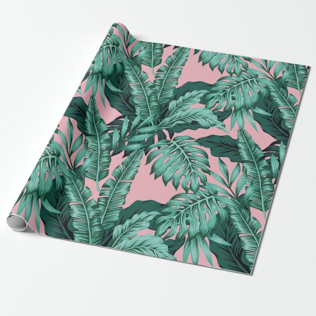 Regalo Papel de envolver rosa tropical (Desenrollado)