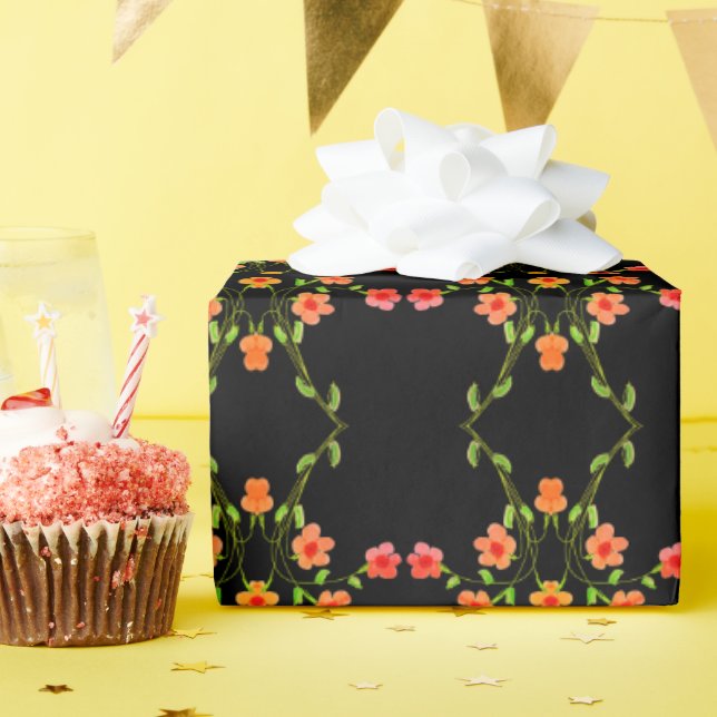 Regalo Papel de envolver rosa y negro naranja (Fiesta de cumpleaños )